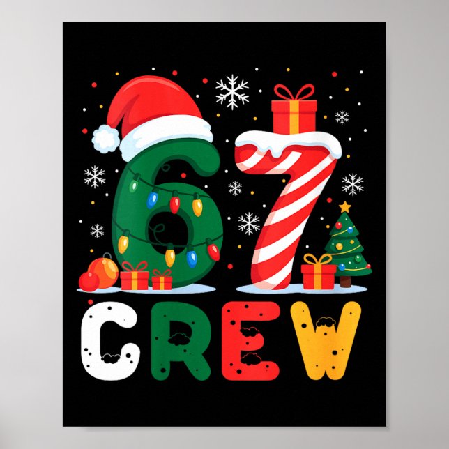 Womens Christmas 67 Crew Brainrot Funny Candy Cane Poster (Framsidan)