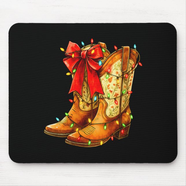 Womens Christmas Coquette Bow Cowgirl Boots Wester Musmatta (Framsidan)