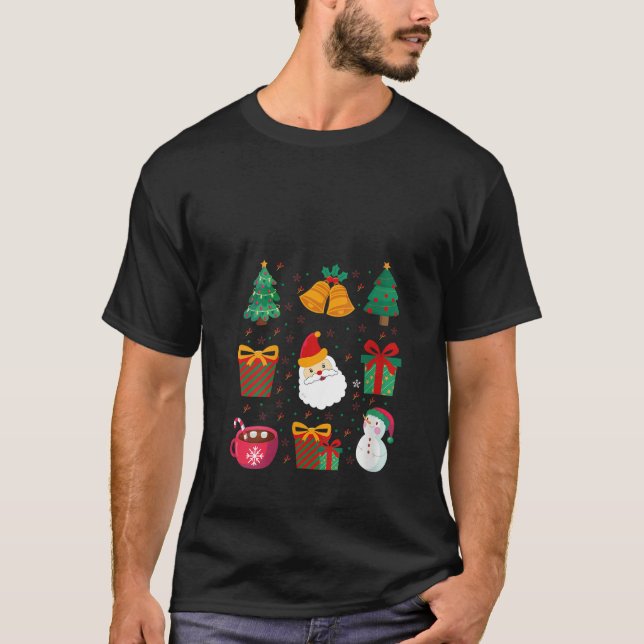 Womens Christmas Coquette Bow Santa Xmas Tree Cand T Shirt (Framsida)