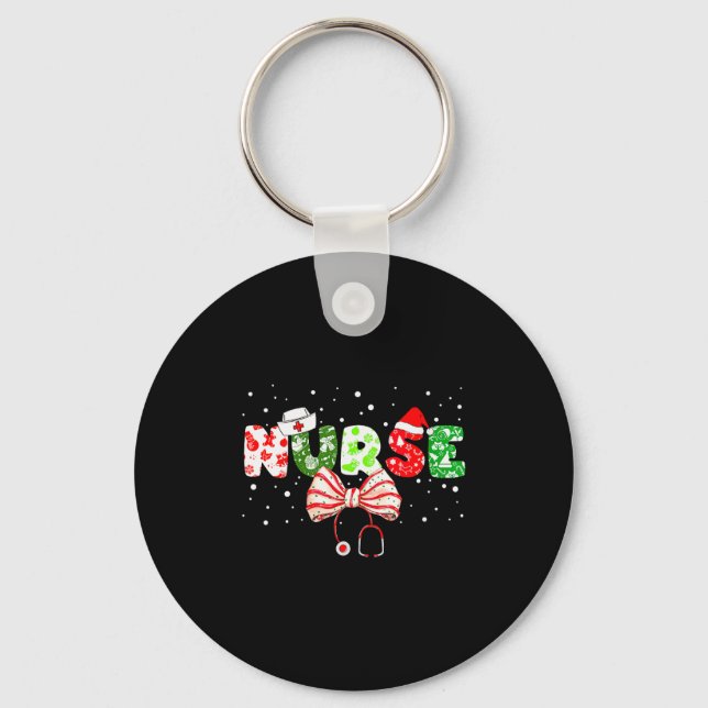 Womens Christmas Nurse Stethoscope Xmas Coquette B Nyckelring (Framsida)