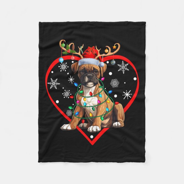 Womens Christmas Reindeer Santa Love Boxer Lovers  Fleecefilt (Framsidan)
