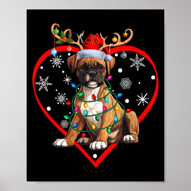 Womens Christmas Reindeer Santa Love Boxer Lovers  Poster (Framsidan)