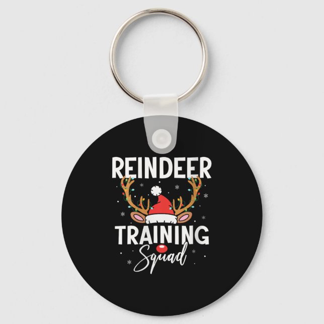 Womens Christmas Running Team Funny Reindeer Train Nyckelring (Framsida)