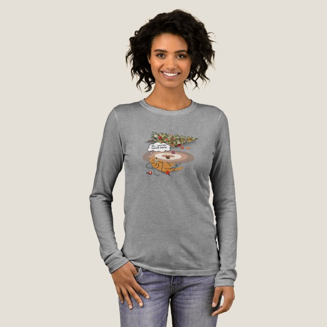 Women's Christmas Tree Takedown Long-sleeve Tshirt T Shirt (Hel framsida)