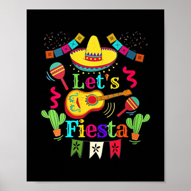 Womens Cinco De Mayo Mexican Guitar Cactus Lets Poster (Framsidan)