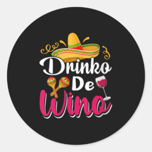 Womens Cinco De Mayo Sombrero Drinko De Wino V-nec Runt Klistermärke