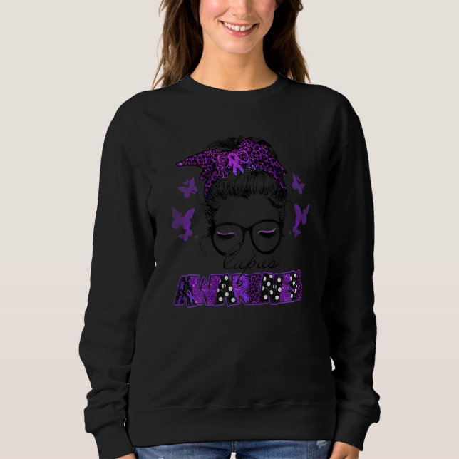 Womens Classy Leopard Mönster Shades Lupus Awarene T Shirt (Framsida)