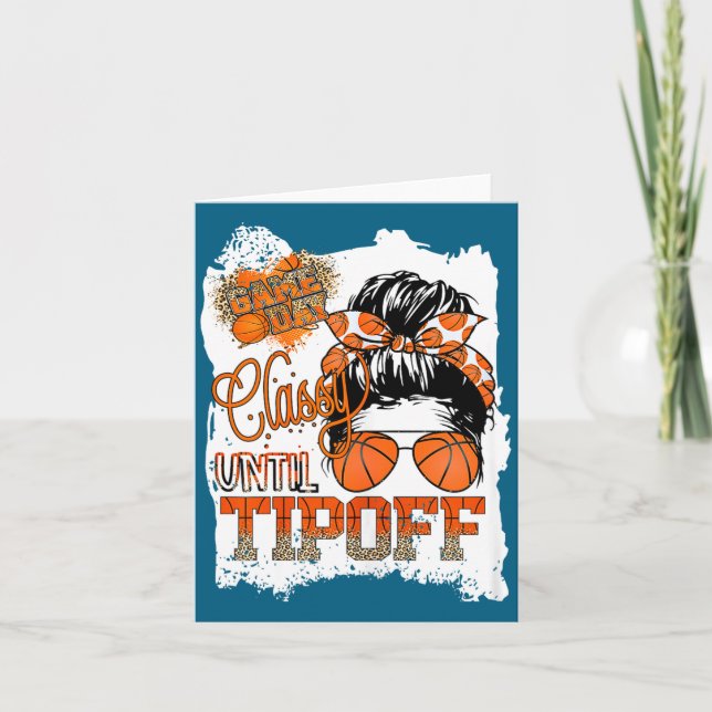 Womens Cly Until Tip-off Funny Quote Basketball Me Kort (Framsida)