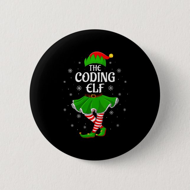 Womens Coding Elf Christmas Family Girls Women Elf Knapp (Framsida)