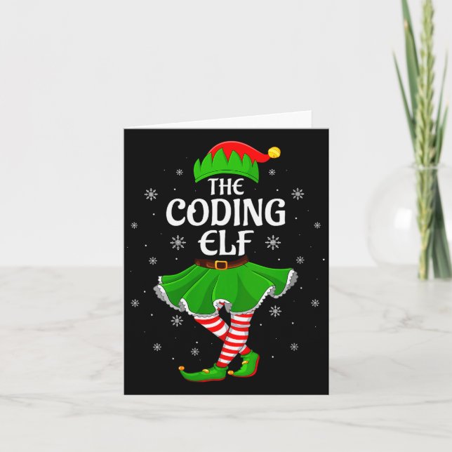 Womens Coding Elf Christmas Family Girls Women Elf Kort (Framsida)