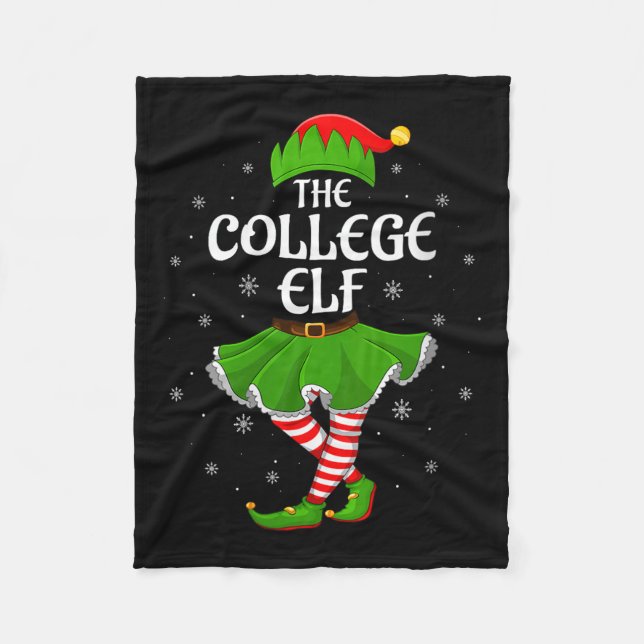 Womens College Elf Christmas Family Girls Women El Fleecefilt (Framsidan)