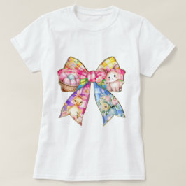 Womens Colorful Påsk Coquette Bow T Shirt