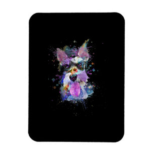 Womens Colorful Schnauzer Hund design V-Nacke Magnet