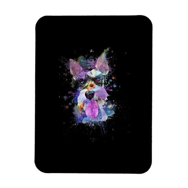 Womens Colorful Schnauzer Hund design V-Nacke Magnet (Vertikal)