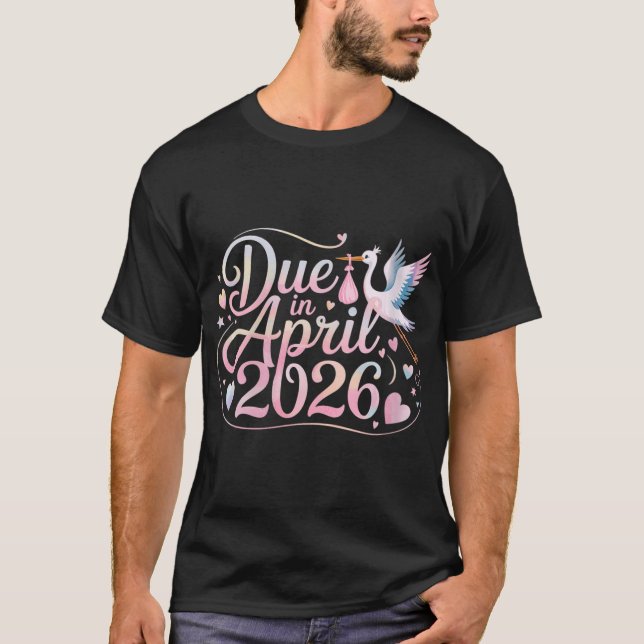 Womens Coming April 2026 Due In New Baby Mommy Mot T Shirt (Framsida)