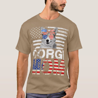 Womens Cool Corgi Mom Usa Flag Patriotic Mothers D T Shirt