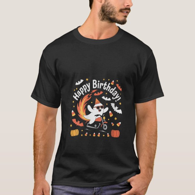 Womens Coola Ghost Riding Motorcycle spooky Hallow T Shirt (Framsida)