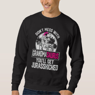 Womens Coola Grandmasaurus Dinosaur Rex Cute Mor Lång Ärmad Tröja
