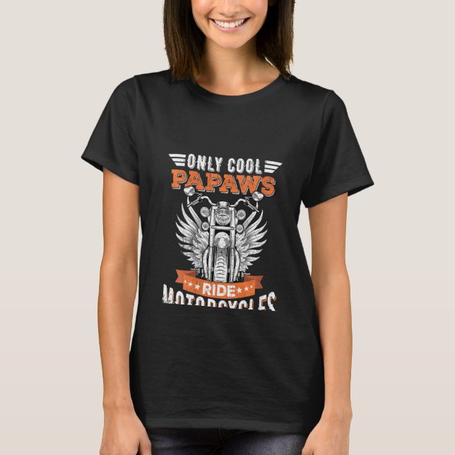 Womens Coola Papaws Ride MotorCycle Cycling F T Shirt (Framsida)