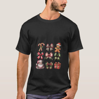 Womens Coquette Christmas Bow Santa Gingerbread Ca T Shirt
