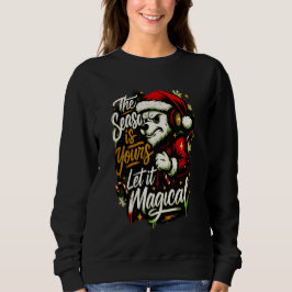 Women's Cozy Christmas Bear DJ Festive Holiday Gif T Shirt