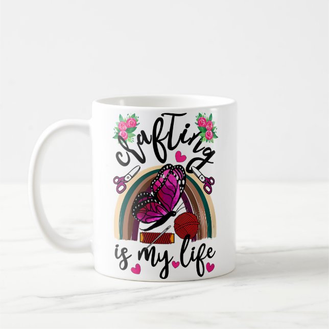 Womens Crafting Is My Life Crafters Quilting Sewin Kaffemugg (Vänster)