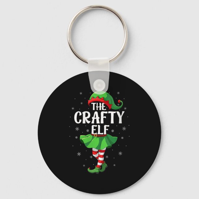 Womens Crafty Elf Christmas Girls Women Elf Squad  Nyckelring (Framsida)