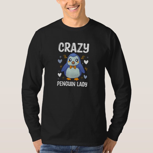 Womens Crazy Penguin Lady  Animal Zookeeper T Shirt (Framsida)