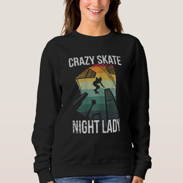 Womens Crazy Skate Night Dam för en rollerSkater T Shirt (Framsida)