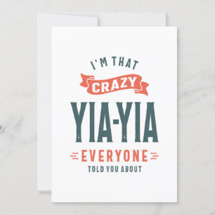Womens Crazy Yia-Yia Grandma Mors dag Gift Inbjudningar