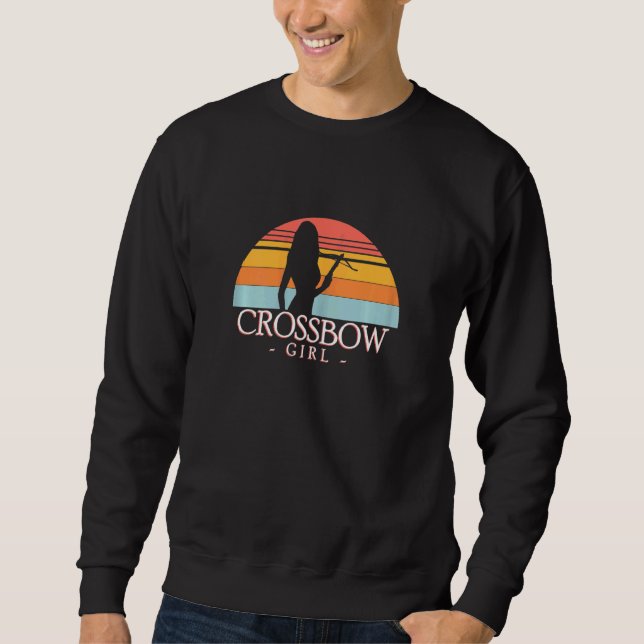 Womens Crossbow Girl Crossbowman Bolt Bowstring Lång Ärmad Tröja (Framsida)
