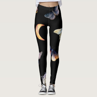 Women's Crystals & Moths Black Fashion Leggings