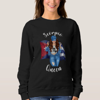 Womens Cuban Scorpio Queen Of Cuba Flag Zodiac Sym T Shirt