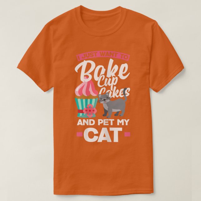 Womens Cuptårta Baking Cat Owner T-Shirt (Design framsida)