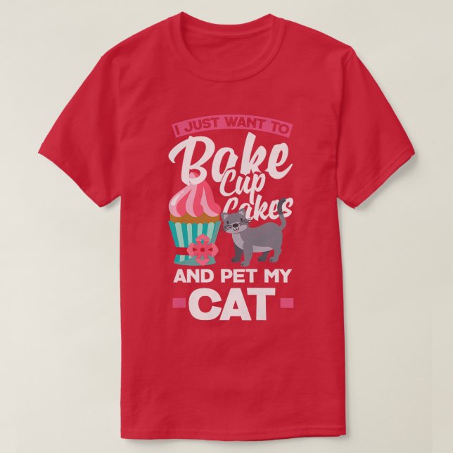 Womens Cuptårta Baking Cat Owner T Shirt (Design framsida)