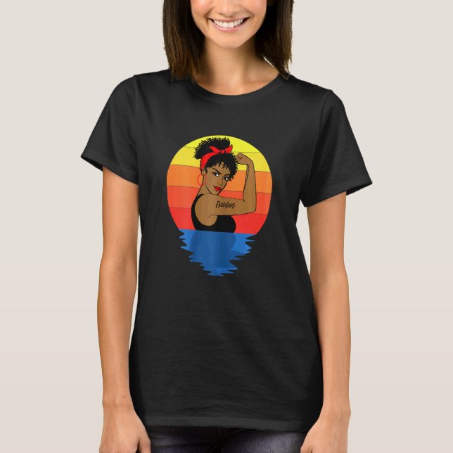 Womens Curly Black Queen Afro African American T Shirt (Framsida)