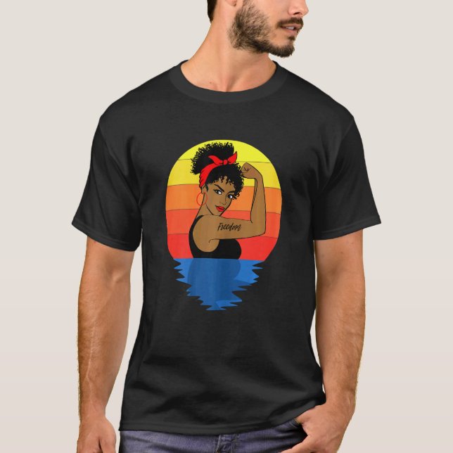 Womens Curly Black Queen Afro African American T Shirt (Framsida)