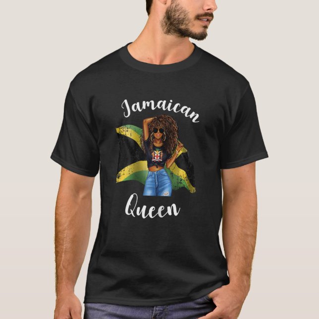 Womens Curly Hair Jamaican Queen Afro African Jama T Shirt (Framsida)