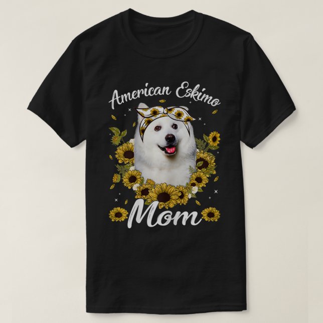 Womens Cute American Eskimo Mamma Solros Mamma T Shirt (Design framsida)