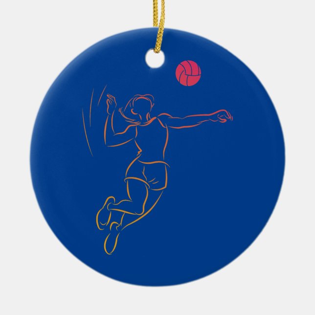 Womens Cute Beach Volleyball Girl Volleyball Julgransprydnad Keramik (Framsidan)