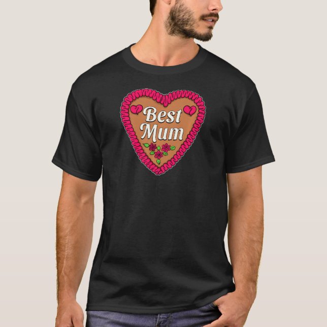 Womens Cute Best Mum Heart Mother's Day T Shirt (Framsida)