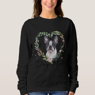 Womens Cute Boston Terrier Mamma Flower Hund älska T Shirt