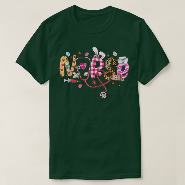 Womens Cute Bunny Nurse Stethocope Life One  T Shirt (Design framsida)