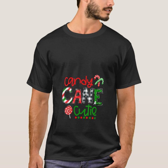 Womens Cute Cane Candy Christmas T Shirt (Framsida)