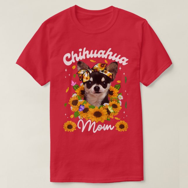 Womens Cute Chihuahua Hund Solros Mammor Da T Shirt (Design framsida)