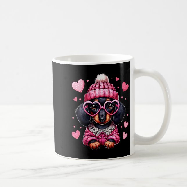 Women's Cute Dachshund Valentines Heart Dog Lover  Kaffemugg (Höger)