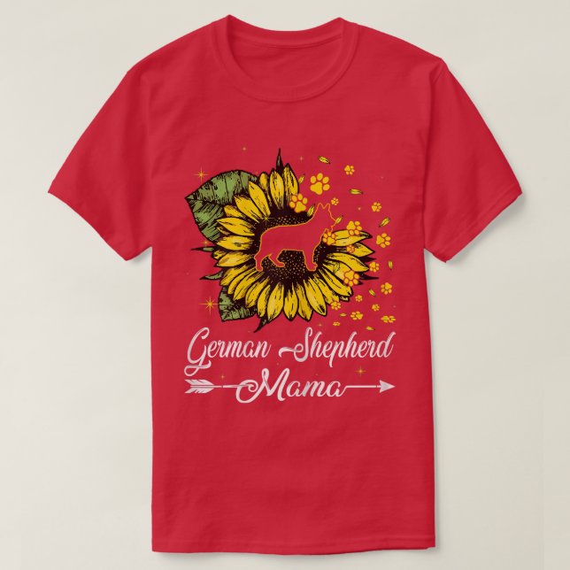 Womens Cute German Shepherd Mamma Solros Hund Mamm T Shirt (Design framsida)