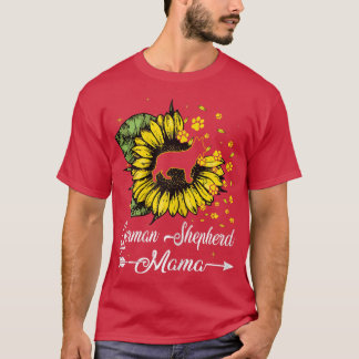 Womens Cute German Shepherd Mamma Solros Hund Mamm T Shirt