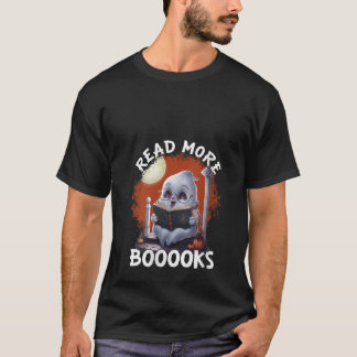 Womens Cute Ghost läser fler böcker Bokar Funny Te T Shirt