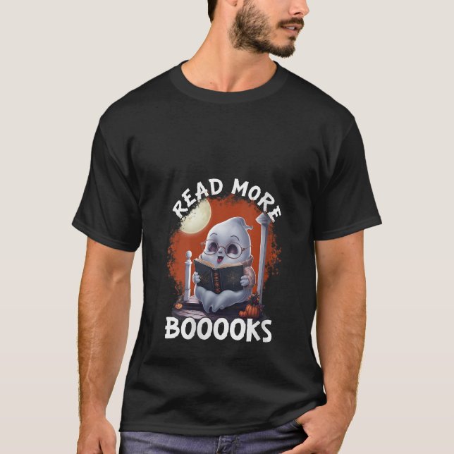 Womens Cute Ghost läser fler böcker Bokar Funny Te T Shirt (Framsida)
